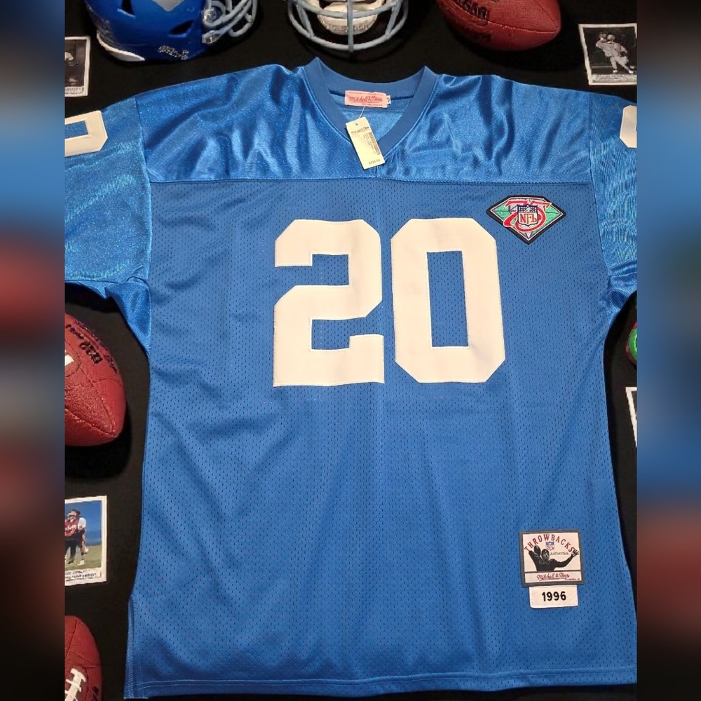 (NWT)Mitchell & Ness 75th Anniversa Lry Barry Sanders Throwback Jersey.